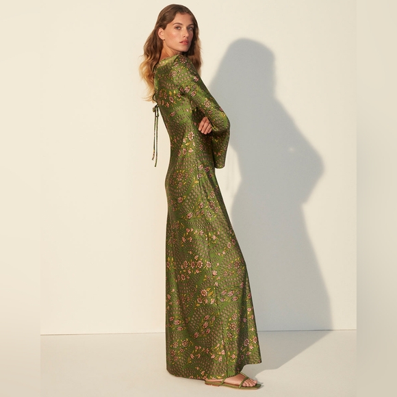 New Veronica Beard Gemma Green Floral Midi Dress - Picture 1 of 16